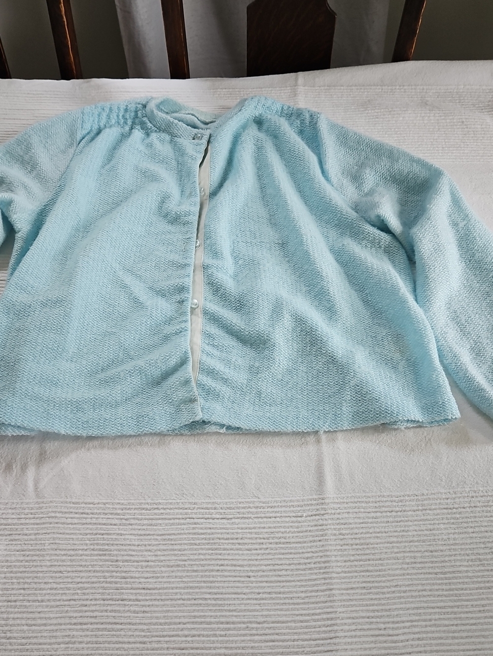 Miss Elaine Pale Blue Button-Front Cardigan